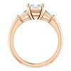 Image 3 : Natural 1.02 CTW Princess Cut & Baguettes 3-Stone Diamond Ring 18KT Rose Gold