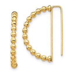 14k Yellow Gold Beaded Half Circle Earrings