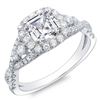 Image 1 : Natural 1.62 CTW Asscher Cut Cross Over Diamond Engagement Ring 14KT White Gold