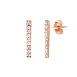 Natural 0.17 CTW Nine Stone Bar Earrings 14KT Rose Gold