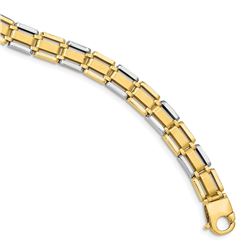 Men's 14k Two-tone Brushed & Polished Link Bracelet - 8 in.