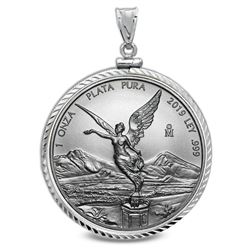 2019 1 oz Silver Libertad Pendant (Diamond-ScrewTop Bezel)