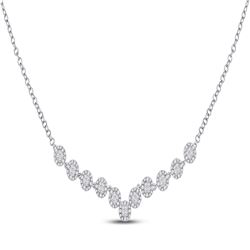 14kt White Gold Womens Princess Diamond Fashion Cocktail Necklace 1-7/8 Cttw