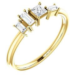Natural 0.27 CTW Geometric Diamond Ring 18KT Yellow Gold