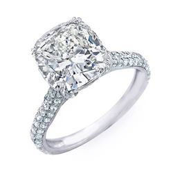 Natural 5.04 CTW Bonny Cushion Cut Diamond Engagement Ring 14KT White Gold