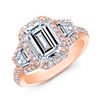 Image 1 : Natural 2.72 CTW Halo Emerald Cut & Trapezoids Diamond Engagement Ring 18KT Rose Gold