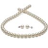 Image 1 : White Hanadama Japanese Akoya Pearl Jewelry Set, 8.0-8.5mm