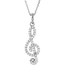 Natural 0.47 CTW Diamond Petite Treble Clef Expression Pendant Necklace 14KT White Gold