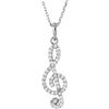 Image 1 : Natural 0.47 CTW Diamond Petite Treble Clef Expression Pendant Necklace 14KT White Gold