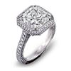 Image 1 : Natural 2.17 CTW Halo Micro Pave Princess Cut Diamond Ring 18KT White Gold