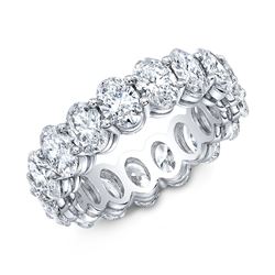 Natural 6.02 CTW Oval Cut Diamond Eternity Ring 18KT White Gold