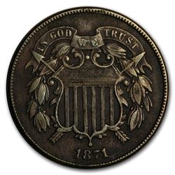 1871 Two Cent Piece VF