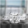 Image 4 : Natural 2.92 CTW Asscher Cut Diamond Ring 14KT White Gold