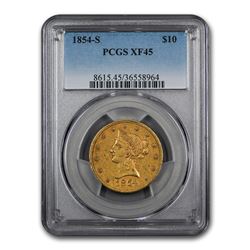 1854-S $10 Liberty Gold Eagle XF-45 PCGS