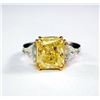 Image 1 : Natural 2.12 CTW Canary Yellow Radiant Cut 3-Stone Diamond Ring 14KT Two-tone
