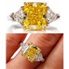 Image 3 : Natural 2.12 CTW Canary Yellow Radiant Cut 3-Stone Diamond Ring 14KT Two-tone