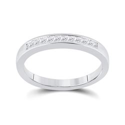 14kt White Gold Womens Princess Diamond Wedding Band 1/4 Cttw