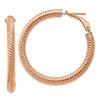 Image 1 : 14k Rose Gold Twisted Round Omega Back Hoop Earrings - 30 mm