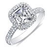 Image 1 : Natural 2.02 CTW Halo Asscher Cut Micro Pave Diamond Engagement Ring 14KT White Gold