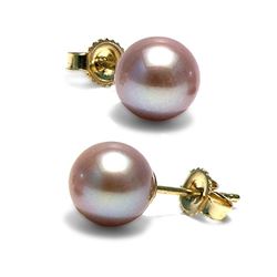 Lavender Freshwater Pearl Earrings, 7.5-8.0mm