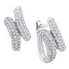 Image 1 : 14kt White Gold Womens Round Diamond Bypass Huggie Hoop Earrings 1/2 Cttw