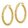 Image 2 : 14k Yellow Gold Diamond-cut Round Hoop Earrings - 25 mm