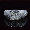Image 1 : Natural 3.42 CTW Rectangle Cushion Cut Micro Pave Diamond Ring 14KT White Gold
