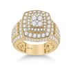 Image 1 : 14kt Yellow Gold Mens Round Diamond Square Ring 3 Cttw