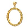 Image 1 : 14K Gold Prong Rope Polished Coin Bezel - 22 millimeter