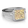 Image 1 : Natural 4.32 CTW Canary Yellow Radiant Cut & Baguette Diamond Engagement Ring 14KT Two-tone