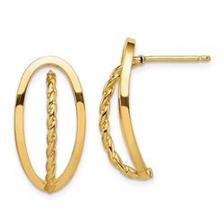 14k Polished & Twisted Fancy Post Earrings - 42 mm