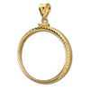 Image 1 : 14K Gold Screw-Top-Diamond-Cut Coin Bezel - 27 millimeter