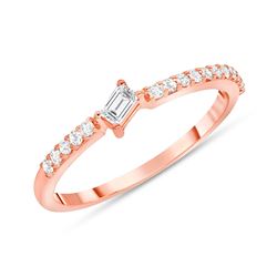 Natural 0.22 CTW Tilted Baguette Diamond Ring 18KT Rose Gold