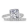 Image 1 : Natural 2.27 CTW Asscher Cut Diamond Engagement Bridal Set 18KT White Gold