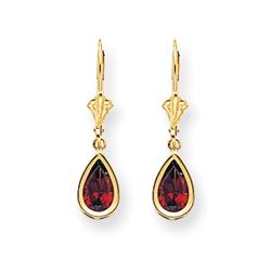 14k 8x5 mm Pear Garnet Leverback Earrings