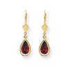 Image 2 : 14k 8x5 mm Pear Garnet Leverback Earrings
