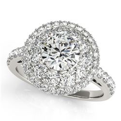 Natural 1.5 ctw Diamond Solitaire Halo Ring 14k White Gold