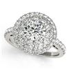 Image 1 : Natural 1.5 ctw Diamond Solitaire Halo Ring 14k White Gold