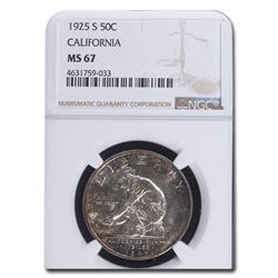 1925-S California Diamond Jubilee Half Dollar MS-67 NGC