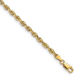 14k Yellow Gold 3.25 mm Silky Rope Chain - 8 in.