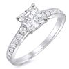 Image 1 : Natural 1.02 CTW Square Radiant Cut Diamond Ring 14KT White Gold