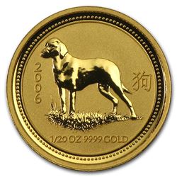2006 Australia 1/20 oz Gold Lunar Dog BU (Series I)