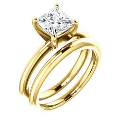 Natural 1.02 CTW Princess Cut Diamond Solitaire Ring 14KT Yellow Gold