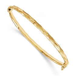 14k Gold Brushed & Polished Hinged Bangle Bracelet