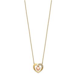 14K Two-Tone Hearts CZ with 2IN EXT Necklace - 20 in.