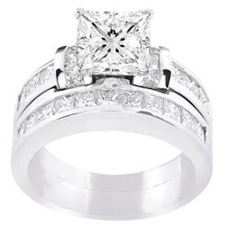Natural 2.62 CTW Princess Cut Diamond Engagement Set 14KT White Gold