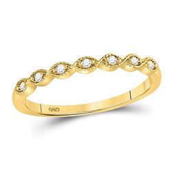 14kt Yellow Gold Womens Round Diamond Classic Stackable Band Ring 1/20 Cttw