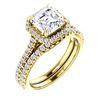 Image 1 : Natural 3.02 CTW Halo Asscher Cut Diamond Engagement Bridal Set 14KT Yellow Gold