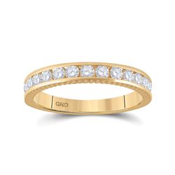 14kt Yellow Gold Womens Round Diamond Wedding Anniversary Band 1/2 Cttw