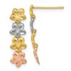 Image 1 : 14k Tri-Color Plumeria Earrings - 31 mm